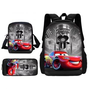 Sac d'ecole de dessin anime C-cars pour garcons et filles avec sacs à bandoulière, boîte à crayons, sac à dos de dessin anime pour enfants - Neuf