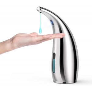 KAL-Distributeur Savon Automatique 4 Niveaux Réglables Distributeur Savon Electrique Avec Capteur Ipx6 Distributeur De Savon Etanche Pour Cuisine Et Salle De Bain Hôtel Restaurant (300Ml - Argent) - Neuf