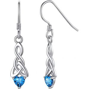 Boucle D¿Oreilles Femme Argent Pendantes Cletique Avec Pierre En Forme De Coeur,Bijoux Élégant Porte Bonheur Pour Cadeau Noël Anniversaire De Femmes,Filles,Maman.[X3270] - Neuf