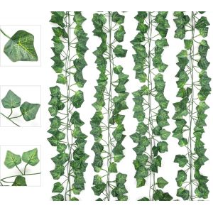 Kalanka-12 Pcs Lierre Artificielle Plantes Guirlande Vigne, 200cm Exterieur Faux Lierre Artificiel Grimpant Fausse Plante Deco Décoration Pour Mariage, Célébration, Fête, Cuisine, Jardin, Bureau - Neuf