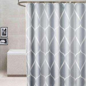 Rideau de douche en tissu imperm&eacute;able et r&eacute;sistant &agrave; la moisissure 200x180cm (hauteur x longueur),12 crochets et poids - Neuf