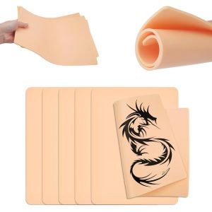 6pi&egrave;ces Fausse Peau Tatouage Epaisse 3mm,A4 20cm X 30cm Silicone Souple Synthetic Tattoo Fake Skin,Vierge Double Face Fausse Peau,Professionnel Peau Synth&eacute;tique Tatouage,Pour Les D&eacute;butants Et Artistes - Neuf