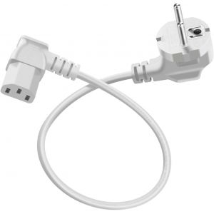 Cable Alimentation Coudé à 90° C13 Câble IEC Contact de Protection de Câble Type F (CEE 7/4) vers Prise C13, pour Ordinateur, TV, Moniteur, écran, Projecteur, Etc (Blanc, 1.5m) - Neuf