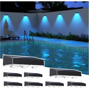 Asfasfq-Applique Solaire Extérieur, Nouvelle Génération 2025 Haut & Bas Applique Murale Solaire Blanc Rvb 1300mah Lampe Solaire Murale Extérieur Ip65 Étanche 8 Articles 100 Lumens Pour Clôture Jardin - Neuf