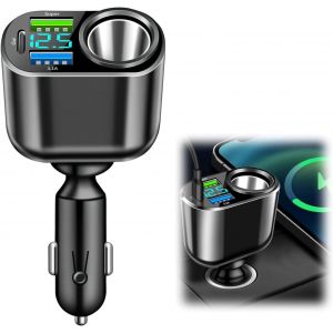 JGD-Chargeur de voiture USB C 111 W, 30 W PD chargeur de voiture, 66 W USB ultra rapide, allume-cigare de voiture 90 W avec voltmètre LED pour téléphone, iPad, GPS, caméra embarquée et plus encore - Neuf