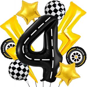CAUC-Balloon Anniversaire Voiture 4 Ans,Ballons de Course pour Voiture,Deco Anniversaire Cars 4Ans,ballon Anniversaire 4Ans,Kit ballon Anniversaire 4 Ans,D&eacute;coration d'Anniversaire Ballon pour Enfant - Neuf