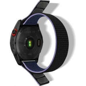 Nylon Bracelet Pour Garmin Quatix 8 51Mm/Quatix 7X/6X/Tactix 8 51Mm/Tactix 7Pro/Fenix8 51 Mm/Fenix 7X Pro/F&iquest;nix 6X Pro Bracelet Respirant Pour Enduro 3/2 (Quickfit 26Mm, Bleu Nuit) - Neuf
