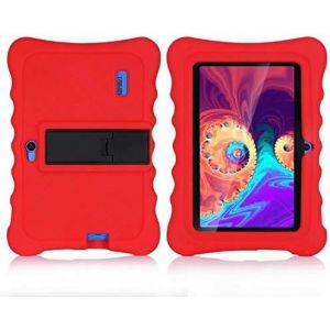LORANKA-Coque Housse &Eacute;tui pour Haehne 7/LAMZIEN 7/Dragon Touch 7/JEJA 7/Pritom 7/YUNTAB Q88H Q88 7/JINYJIA 7 Pouces Tablette Tactile, Coque &Eacute;tui en Silicone avec R&eacute;glable Support, Rouge - Neuf