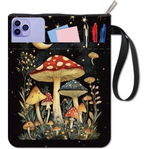 Pochette De Protection Pour Livre En Forme De Champignon Avec Poche Zippée Lavable Et Réutilisable Impression De 11 X 8.7 Pouce Sac De Livre Portable Cadeaux Livres De Poche Bibles Livres - Neuf