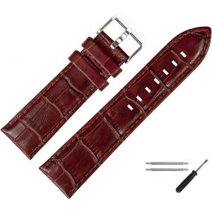 Kal-Bracelet De Montre 22mm Cuir Alligator Gaufrage Avec Couture - Kit De Montage D'outils 78922 - Neuf
