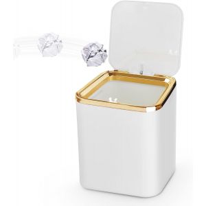 ERYI-Mini Poubelle De Table Avec Couvercle 2L, Petite Poubelle Cuisine, Pour Salle De Bain, Plan De Travail, Sdb, Chambre, Bureau Enfant, Voiture (Blanc) - Neuf
