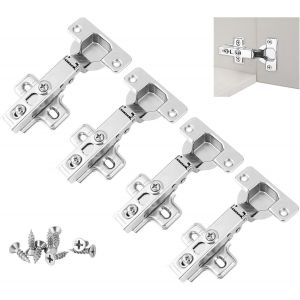 Lot de 4 charnières pour portes d'armoire - Charnières automatiques à fermeture douce - Angle d'ouverture de 100 ° - Charnières d'armoire avec vis pour portes d'armoires de cuisine - Neuf
