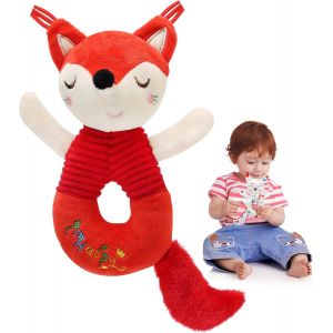 Tdrfl-Hochet Bébé Jouet D'éveil Bebe 0-3 Mois,Sensorielle Jeux Eveil Bebe De Développement Peluche Bébé Avec Sons Educatif Cadeau Pour Bebe Naissance Garcon Et Fille 3 6 9 12 Mois-Renard - Neuf