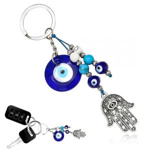 Turc Verre Amulette Pendentif Anneau Trousseau de Clé de la Chance pour les Filles de Femmes (Blue Eye) - Clé Sac de Décor - Neuf