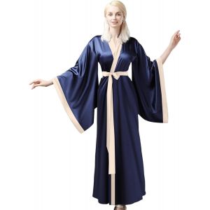 Robe De Chambre Kimono Longue En Soie Pour Femme,Robe De Chambre De Mariage,Robe De Bain En Satin,Vêtements De Nuit,Vêtements De Détente,Grande Taille - Neuf