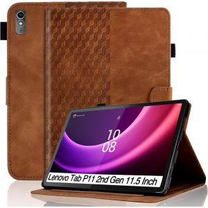 Coque Pour Lenovo Tab P11 (2nd Gen)/ Pad Plus 2023 (11,5 Pouce) Housse Tb350fu / Tb350xu Cuir Pu Etui De Protection Flip Cover Case Avec Support Pochette Tablette Coque, Marron - Neuf