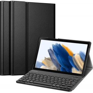Clavier Pour Samsung Galaxy Tab A8 10.5 Pouces 2022/2021 - Clavier Azerty Bluetooth Sans Fil, Housse Rigide Et Fine Étui Multipositions, Noir - Neuf