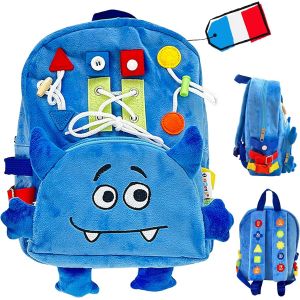 Sac à dos Éducatif Busy Board Montessori Enfant 3 ans-Sac pour Crèche,Maternelle,Garderie-Cartable pour Garçon & Fille-Motricité fine - Neuf