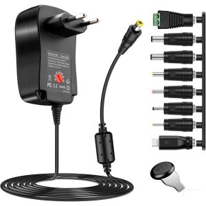 12W Adaptateur Secteur Universel Ac Dc 12V 3V 4.5V 5V 6V 7.5V 9V Transformateur D'Alimentation Avec 8 Connecteurs Dc Pour Lumineuse Routeur Tv Box Caméra Tablette[Z2022] - Neuf