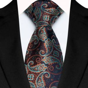 Cravate De Luxe Pour Hommes,8cm,Couleur Marron Orange,Rayures À Pois,Pour Marié,Tissée En Jacquard,Pour Fête D'affaires Et De Mariage--18 - Neuf