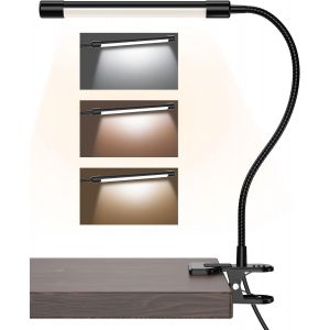 Aluminium Clip-On Lamp,Led Reading Lamp With 360° Flexible Gooseneck,Desk Light With 10 Brightness Levels,Adjustable Bedside Lamps,For Work And Travel - Neuf