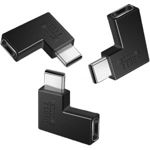 KALANKA-Adaptateur USB C à 90 Degrés (Lot de 3), USBC 3.2 Mâle vers Femelle 10Gbps 5A/30V OTG Adaptateur Horizontal à 90 Degrés Compatible avec Les Téléphones et Tablettes USB-C - Neuf