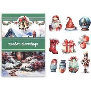 Noël Pet/Papier Autocollant Pour Journaling, 20 Feuilles De Noël Feuilles Scrapbooking Supplies, 208pcs Autocollants Supplies Décoration Journaling Supplies - Neuf