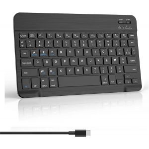 KAL-Clavier Bluetooth Sans Fil 10.5 Pouces -Clavier Azerty Français Pour Ios Ipad 10, Ipad Pro, Ipad Air, Mac, Tablette Android Samsung Galaxy, Xiaomi Pad 5, Huawei, Lenovo, Noir - Neuf