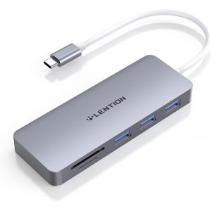 JGD-Hub USB C, Adaptateur USB C vers 3 Ports USB 3.0 + Lecteur de Cartes SD/TF Compatible Nouveau MacBook Air/Pro 2023-2016, iPad, Plus d'appareils de Type C (C15, Gris Sid&eacute;ral) - Neuf