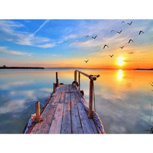 Nouveau,Adapté Coucher De Soleil Sur Peinture Au Diamant,Complet Rond Diamant Coucher De Soleil Bricolage Kit De Peinture Strass - Neuf