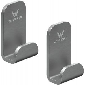 Crochet Mural Adh&eacute;sif en INOX Noir - Porte-Serviette Argent&eacute; - sans Trou, Per&ccedil;age, Vis - Neuf