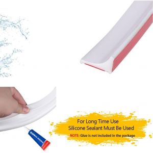 Wayi-4m Bande D'étanchéité Silicone Seuil De Douche Barrière D'eau Barriere De Douche Barrage D'eau Pour Bordure De Bain Comptoir Evier, Blanc (Deux Côtés Adhésifs) - Neuf