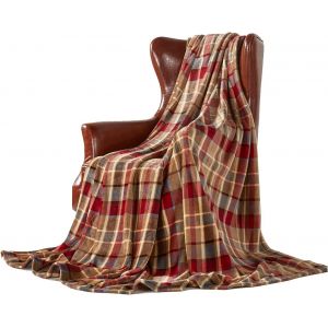 Tianyi-Jeté De Lit En Polaire Pour Canapé, Lit, Chaise, Couverture Décorative Ultra Pelucheuse (130 X 150 Cm, Carreaux Rouges) - Neuf