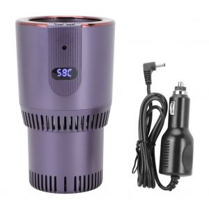 HJLIAN Chauffe-tasse intelligent pour voiture, controle de la temperature electrique, support de tasse avec affichage (adaptateur CC) - Neuf