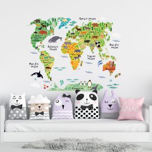 Grand Amovible Éducatif Carte Du Monde Peler Et Coller Les Stickers Muraux Pour Salle De Jeux Pour Les Enfants De Maternelle Mur Arts De La Décoration - Neuf