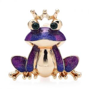 Broche Grenouille Couronne Pour Femme, Unisexe, Violet, Jolie Broche En Émail, Motif Animal, Décontractée, Idéale Pour Une Fête - Neuf