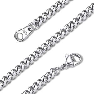 Kal-Jewelry Chaîne Collier Homme Femme Acier Inoxydable Argent/Or Gourmette Cubaine Collier Garçon Fille Maillons Punk[Argenté/Plaqué Or Noir][Largeur 3/6/9/12mm-Longueur 46-76cm] - Neuf