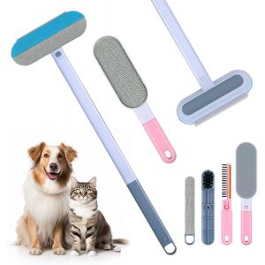 Jgd-Lot De 2 &Eacute;pilateurs Multifonctions Longs Et Courts : &Eacute;pilateur De Poils De Chat & Brosse &Agrave; Peluches Pour Poils D'animaux 4 En 1 Avec Petite Brosse, Pour Chiens, Chats, V&ecirc;tements, Tapis - Neuf
