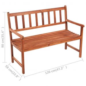 Banc De Jardin Meuble De Patio D'ext&eacute;rieur Terrasse Avec Coussin 120 Cm Bois D'acacia Massif Helloshop26 02_0011379 - Neuf
