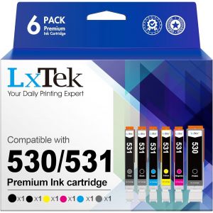 PGI-530 CLI-531 Cartouches d'encre Compatible pour Canon 530 531 PGI-530 CLI-531 XXL Cartouches d'encre pour Canon TS8750 TS8751 (1 PGBK,1 Noir,1 Cyan,1 Magenta,1 Jaune,1 Gray,6-Pack) - Neuf