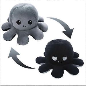 Peluche pieuvre geante reversible de 20 cm, 30 cm et 40 cm, pieuvre heureuse et triste reversible - Neuf