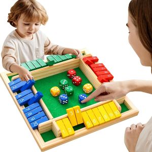 ERYI-Jeu De Plateau, Jeu De Dés En Boîte, Jeu De Plateau En Bois Avec Dés, 1-4 Joueurs Jeu De Dés De La Boîte, Compétences Mathématiques, Jouet Éducatif Montessori, Jeu De Plateau Avec Dés Pour Les - Neuf