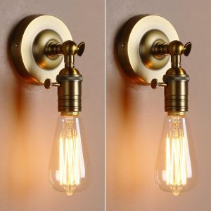 Subzonal-Ensemble De 2 Métal Réglable Applique En Métal Lampe Rétro Industrial Applique Murale Rétro Eclairage Edison E27 Pour Café,Cuisine,Salle À Manger Et Grenier (Antique) - Neuf