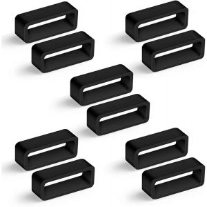 Jum-Lot De 10 Passant De Montre,Boucle Bracelet Montre Silicone Avec Les Bracelets De Montres 16mm,Rechange En Attache Bracelet Montres,Boucle Pour Femme Homme Enfant Watch,Watch Passant Boucle(Noir) - Neuf
