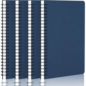 Cahier Spirale A5-4 Pcs Carnet Pointill&eacute; 5mm - 14x21cm Bleu Fonc&eacute; Bloc Note A5-60 Feuilles/120 Pages Cahier De Note A5-100g/M&sup2; Papier Pointill&eacute; Notebook Carnet De Voyage - Neuf