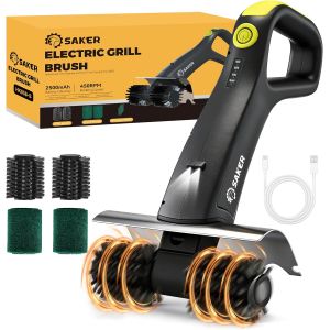 Ulteronixshop-Brosse &eacute;lectrique pour barbecue avec 450 tr/min et lumi&egrave;re LED | Brosse de nettoyage sans n?uds avec rouleau durable | Kit complet de 8 brosses et tampons &agrave; r&eacute;curer | Cadeau id&eacute;al pour - Neuf