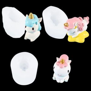 3 Pièces Moule Licorne Resine Epoxy, Moule Silicone Animaux 3d, Bougies Moule Èpoxy Coulée, Pendentif Bijoux Moulage Pour Créatif Décoration De Maison (Moule Licorne) - Neuf