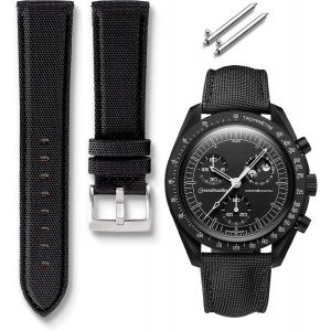 Kal-Bracelet De Montre En Cuir Nylon &Agrave; D&eacute;gagement Rapide Compatible Avec Omega X Swatch Moonswatch 20mm - Neuf