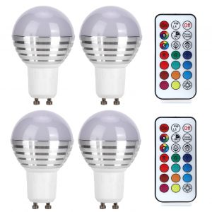 Hjlian Ampoule Led Rgb 3 W A Changement De Couleur Avec Telecommande Pour Decoration Interieure 85 V-265 V Gu10 Rgb + Lumiere Chaude - Neuf