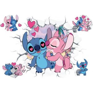 Autocollants Muraux Stitch Décoration Murale Cartoon Stickers Enfants Stitch Autocollants Garçon Et Fille Chambre D'enfant Salon Cuisine Autocollants Muraux Créatifs Amovibles - Neuf